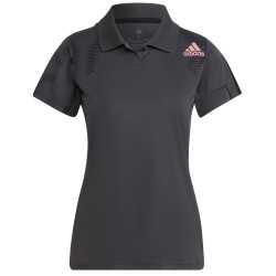 Women's polo T-shirt Adidas W Club Graphic Polo - grey six/acid red