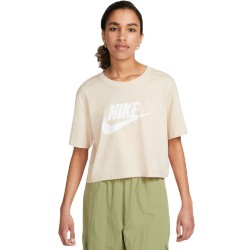 Women's T-shirt Nike Sportswear Essential Crop Icon - sanddrift/white