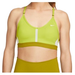 Women's bra Nike Indy Bra V-Neck - bright cactus/coconut milk/moss/white