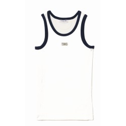 Women's top Lacoste Flowing Rib Knit Tennis Badge Tank - white/navy blue