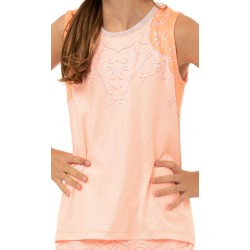 Girls' T-shirt Lucky in Love Girls Eyelet Go Tie Back Tank - orange frost
