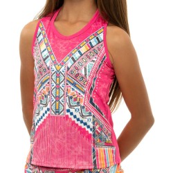 Girls' T-shirt Lucky in Love Pretty in Ink Tank - shocking pink