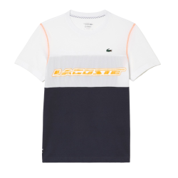 Men's T-shirt Lacoste SPORT x Daniil Medvedev Jersey T-Shirt - white/blue/orange