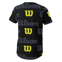 Boys' t-shirt Wilson All Over Logo Tech Tee B - black