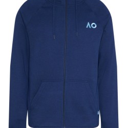 Men's Jumper Australian Open Zip Hoodie Round Logo - navy