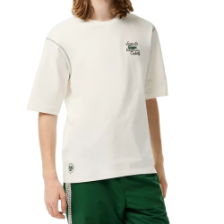Men's T-shirt Lacoste Sport Roland Garros Club Edition Logo T-Shirt - white