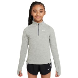 Girls' T-shirt Nike Kids Dri-Fit Long Sleeve 1/2 Zip Top - dark grey heather/white