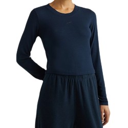 Women's long sleeve T-shirt Tommy Hilfiger Slim Soft Modal Rib Cropped Tee - desert sky