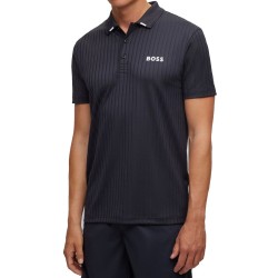 Men's Polo T-shirt BOSS Drop-needle Polo Shirt With Contrast Logos - dark blue