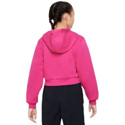 Girls' jumper Nike Sportswear Club Fleece Crop Hoodie - fireberry/white