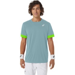 Men's T-shirt Asics Court Short Sleeve Top - teal tint/electric lime