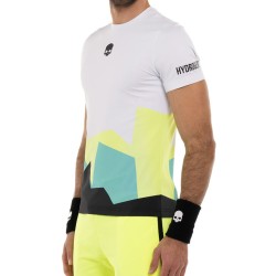 Men's T-shirt Hydrogen Mountains Tech T-shirt - white/yellow fluo/green/black