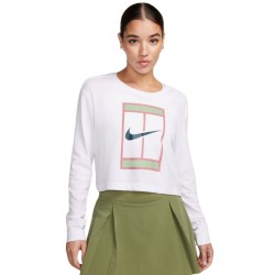 Women's long sleeve T-shirt Nike Dri-Fit Slam Long Sleeve T-Shirt - white/deep jungle