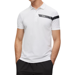 Men's Polo T-shirt BOSS Slim-fit Paule Polo Shirt - white