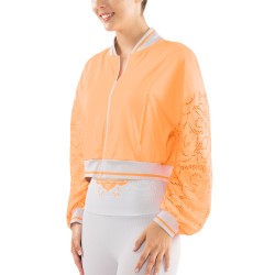 Women's jumper Lucky in Love Eyelet Go Lace Cropped Bomber Jacket Women - orange frost/white