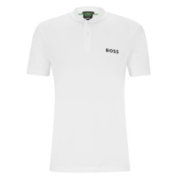 Men's Polo T-shirt BOSS x Matteo Berrettini Slim-Fit Polo Shirt With Boomber-Style Collar - white