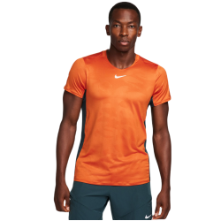 Men's T-shirt Nike Court Dri-Fit Advantage Printed Tennis Top - campfire orange/deep jungle/white