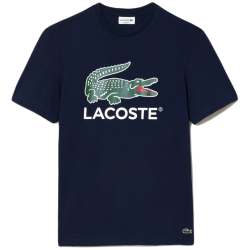 Men's T-shirt Lacoste Cotton Jersey Signature Print T-Shirt - navy blue