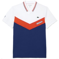 Men's Polo T-shirt Lacoste Tennis x Daniil Medvedev Seamless Effect Polo Shirt - navy blue/orange/white