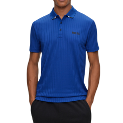 Men's Polo T-shirt BOSS Drop-needle Polo Shirt With Contrast Logos - bright blue