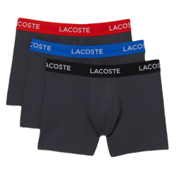Men's Boxers Lacoste Striped Waist Microfiber Trunk 3P - dark grey/red/blue/black