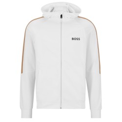 Men's Jumper BOSS x Matteo Berrettini Zip-Up Hoodie In Active-Stretch Jersey With Logo - white