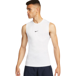 Men’s compression clothing Nike Pro Dri-Fit Tight Sleeveless Fitness Top - white/black