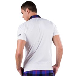 Men's Polo T-shirt Hydrogen Tartan Zipped Tech Polo - white/pink/black