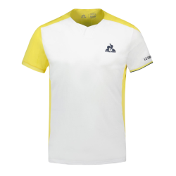 Men's T-shirt Le Coq Sportif Tennis Pro T-Shirt SS 23 N°1 M - new optical white/jaune champion