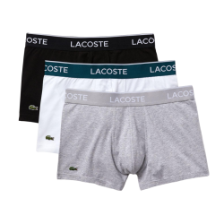 Men's Boxers Lacoste Casual Cotton Stretch Boxer 3P - black/white/grey chine