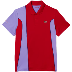 Men's Polo T-shirt Lacoste SPORT Novak Djokovic Regular Fit Colorblock Polo - red/purple