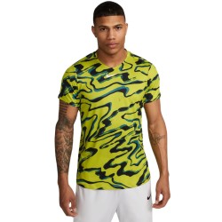 Men's T-shirt Nike Court Dri-Fit Advantage Printed Top - bright cactus/white