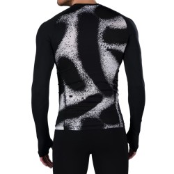 Men’s compression clothing Hydrogen Spray Mesh Second Skin Long Sleeve - white/black