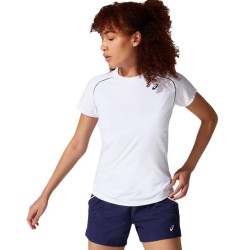 Women's T-shirt Asics Court W Piping Short Sleeve - brilliant white