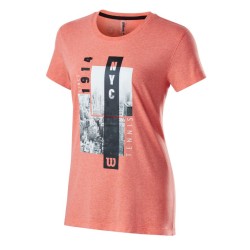 Women's T-shirt Wilson New York City Aerial Tech Tee W - fiery coral