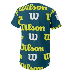 Boys' t-shirt Wilson All Over Logo Tech Tee B - blue coral