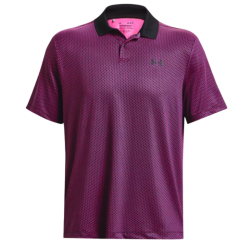Men's Polo T-shirt Under Armour Men's UA Performance 3.0 Printed Polo - black/rebel pink