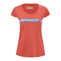 Women's T-shirt Babolat Exercise Stripes Tee W - poppy red heather