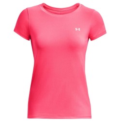 Women's T-shirt Under Armour Women's HeatGear Armour Short Sleeve - pink shock/metallic silver