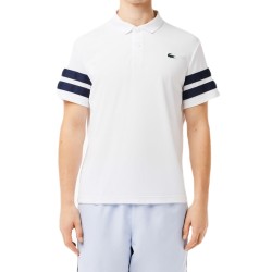 Men's Polo T-shirt Lacoste Ultra-Dry Colourblock Tennis Polo Shirt - white/navy blue