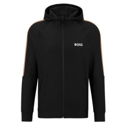 Men's Jumper BOSS x Matteo Berrettini Zip-Up Hoodie In Active-Stretch Jersey With Logo - black