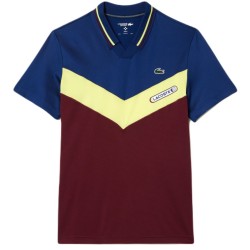 Men's Polo T-shirt Lacoste Tennis x Daniil Medvedev Seamless Effect Polo Shirt - bordeaux/lime/navy blue