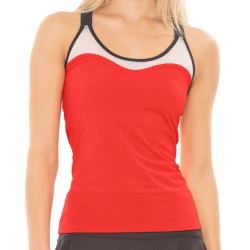 Women's top Lucky in Love Tech It Out Crossover Tank W/Bra - crimson