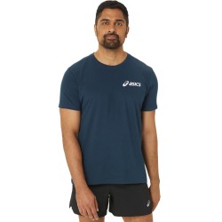 Men's T-shirt Asics Chest Logo Short Sleeve T-Shirt - french blue/briliant white