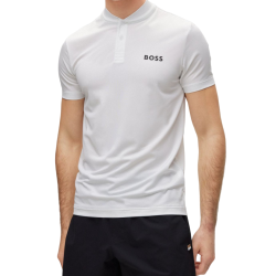 Men's Polo T-shirt BOSS x Matteo Berrettini Slim-Fit Polo Shirt With Boomber-Style Collar - white