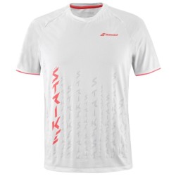 Men's T-shirt Babolat Strike Crew Neck T-Shirt - white/strike red