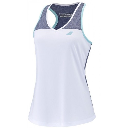 Girls' T-shirt Babolat Play Tank Top Girl - white/blue heather