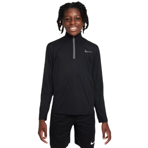 Boys' t-shirt Nike Dri-Fit Poly+ 1/4 Zip - black/reflective silver