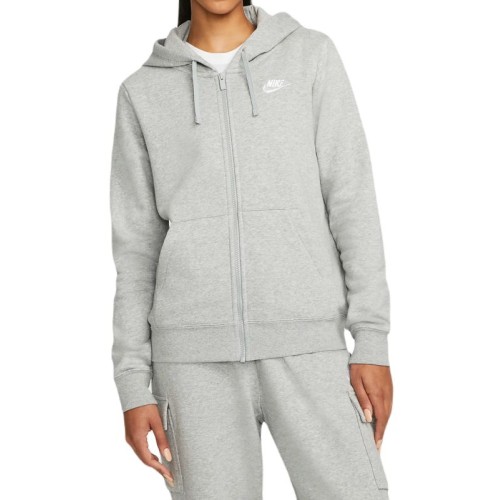 Women's jumper Nike Sportswear Club Fleece Full Zip Hoodie - dark grey heather/white Women's jumper Nike Sportswear Club Fleece Full Zip Hoodie - dark grey heather/white