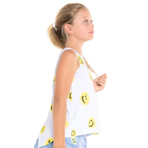 Girls' T-shirt Lucky in Love Novelty Print Smiles For Miles Tie Back Tank - multicolor Girls' T-shirt Lucky in Love Novelty Print Smiles For Miles Tie Back Tank - multicolor